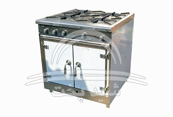 اجاق گاز صنعتی 4 شعله فر دار
