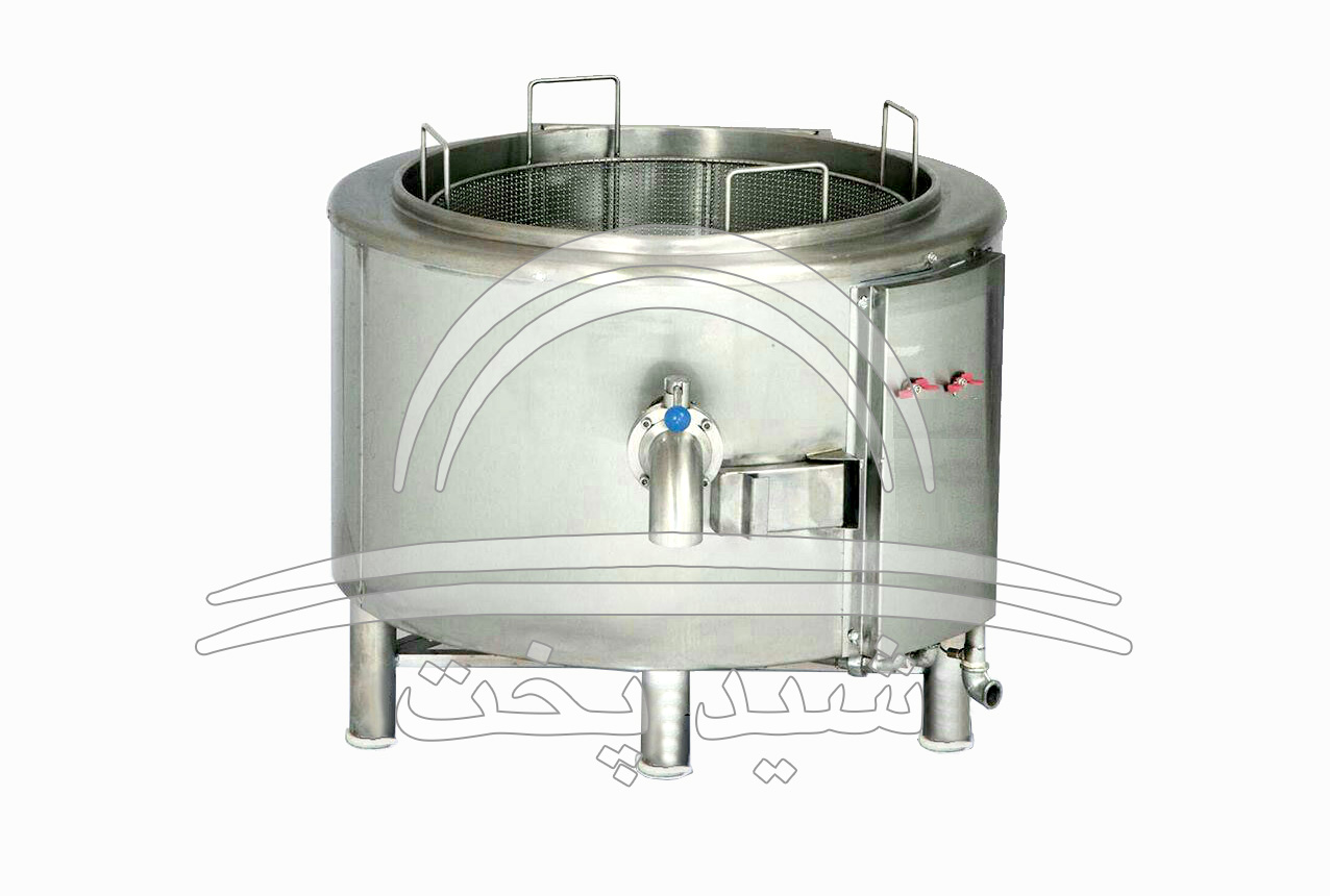 دیگ سرخ کن صنعتی استوانه ای 2 جداره کف جوشی تمام استیل قطر 90
