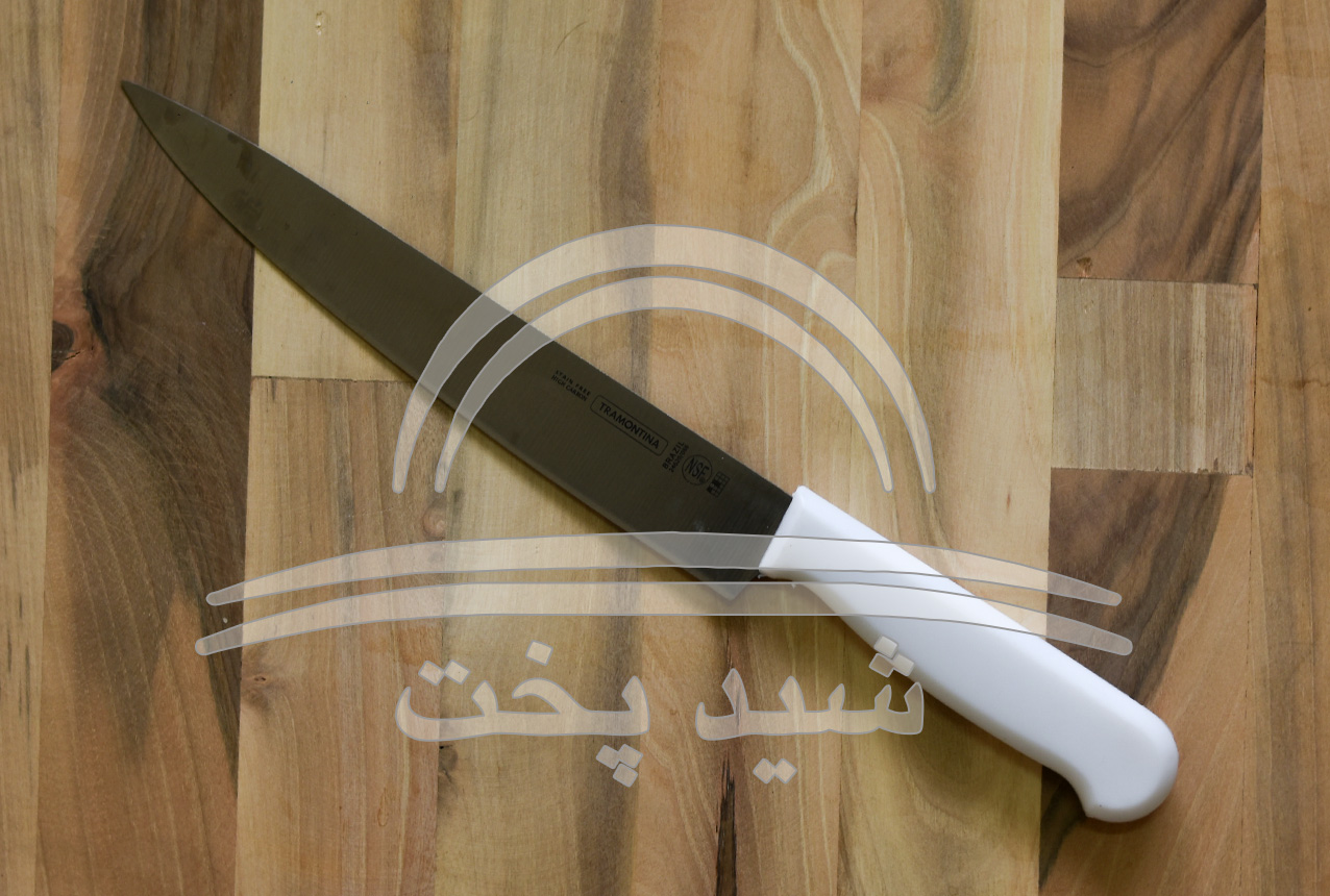 چاقو اشپزخانه برگ زنی   pedriano (sf ) دسته فایبرگلاس سفید لبه صاف 