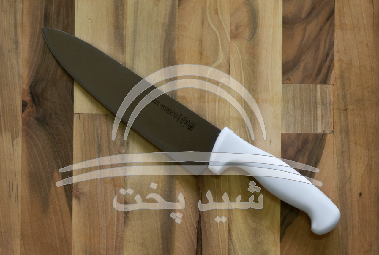 چاقو قصابی pedriano دسته فایبر گلاس سفید لبه گرد 